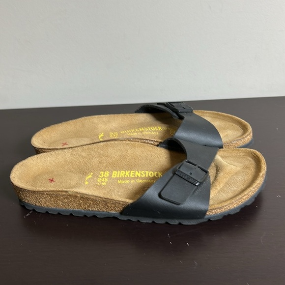 Birkenstock Madrid Birko Flor Black Strap Buckle Suede Cork Sz 38 US 7-7.5 NEW - Picture 10 of 12